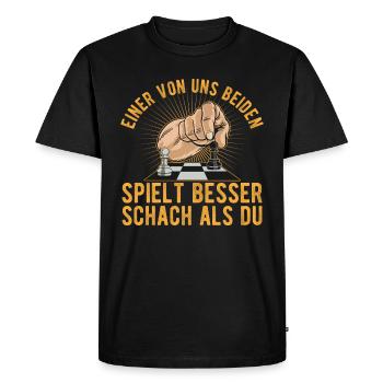 Einer von uns Beiden spielt besser Schach als du - Männer Premium Bio T-Shirt - Schwarz - Vorne - Nico (187cm)