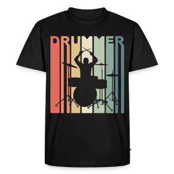 Batteur percussion - T-shirt Premium bio Homme - noir - Devant - Nico (187cm)