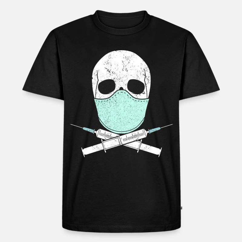 Skull Schädel Corona - Männer Premium Bio T-Shirt - Schwarz