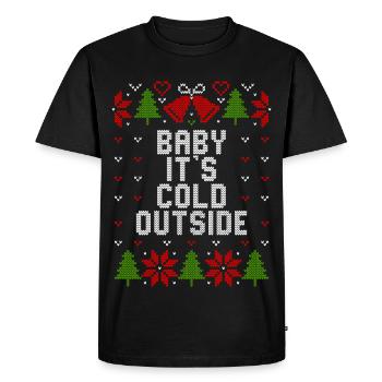 Pull de Noël moche / Bébé, il fait froid dehors - T-shirt Premium bio Homme - noir - Devant - Nico (187cm)