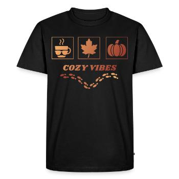 Coazy Vibes - Autumnal Design - Men's Premium Organic T-Shirt - black - Front - Nico (187cm)