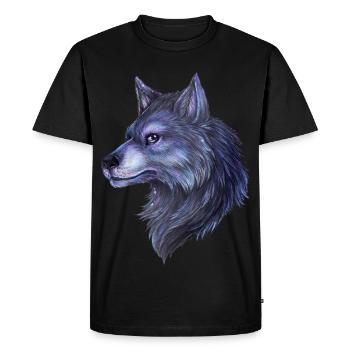 Motif de grande nuit dessiné à la main avec un loup mystique - T-shirt Premium bio Homme - noir - Devant - Nico (187cm)