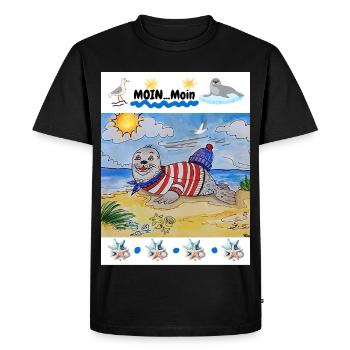 EG vacances I phoque I mer du Nord I idée cadeau - T-shirt Premium bio Homme - noir - Devant - Nico (187cm)