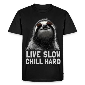 Chilled sloth with sunglasses - Men's Premium Organic T-Shirt - black - Front - Nico (187cm)