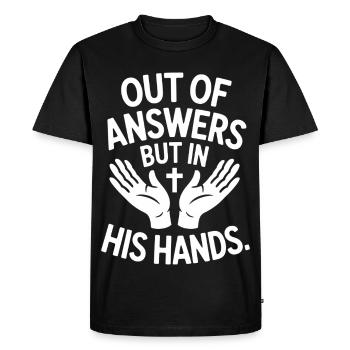 Des réponses mais entre ses mains La foi - T-shirt Premium bio Homme - noir - Devant - Nico (187cm)