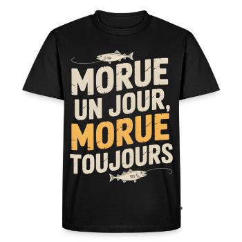 Morue Un Jour Morue Toujours - T-shirt Premium bio Homme - noir - Devant - Nico (187cm)