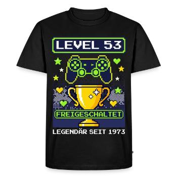 1973 Level 53 Unlocked Gamer Birthday Vintage - Men's Premium Organic T-Shirt - black - Front - Nico (187cm)