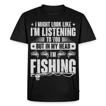 La pêche dans ma tête - T-shirt Premium bio Homme - noir - Devant - Nico (187cm)