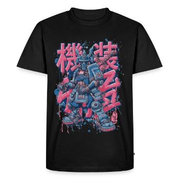 Samurai Mech – Motif de robot manga d’anime - T-shirt Premium bio Homme - noir - Devant - Nico (187cm)