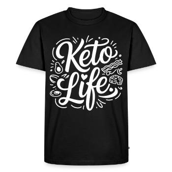 Keto Life Doodle - Men's Premium Organic T-Shirt - black - Front - Nico (187cm)
