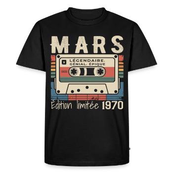 Anniversaire 1970 Mars 1970 né en Mars 1970 - T-shirt Premium bio Homme - noir - Devant - Nico (187cm)