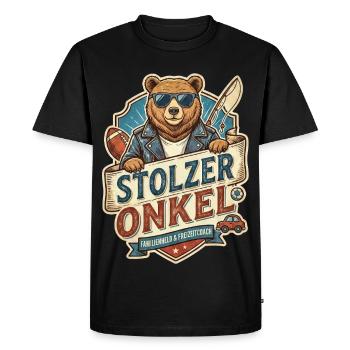 Fier Oncle Ours – Héros du Loisir - T-shirt Premium bio Homme - noir - Devant - Nico (187cm)