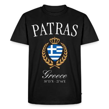 Couronne des armoiries de Patras en Grèce – Souvenir de voyage - T-shirt Premium bio Homme - noir - Devant - Nico (187cm)