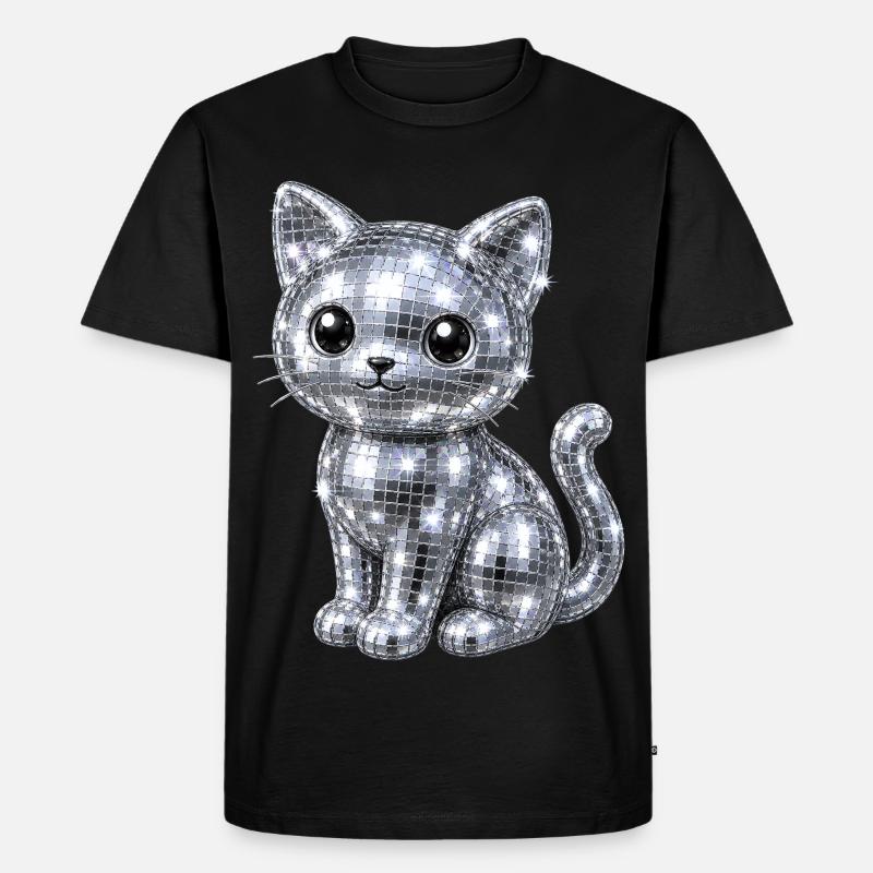 Cat Disco Glitter - Men's Premium Organic T-Shirt - black