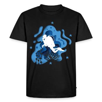 Diver diving scuba diver blue cave - Men's Premium Organic T-Shirt - black - Front - Nico (187cm)