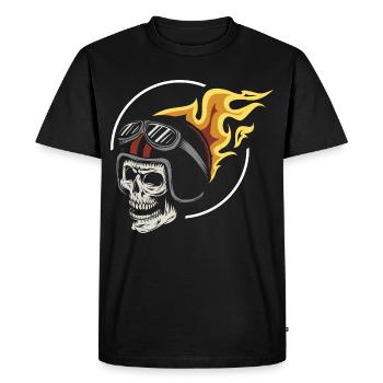 Rocker - Ghost - Fire - Skull - Biker - Men's Premium Organic T-Shirt - black - Front - Nico (187cm)