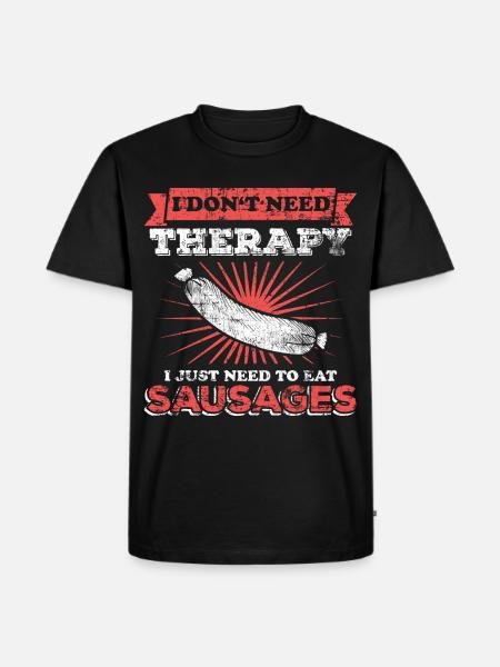 Würstchen Wurst Fleisch - Männer Premium Bio T-Shirt - Schwarz