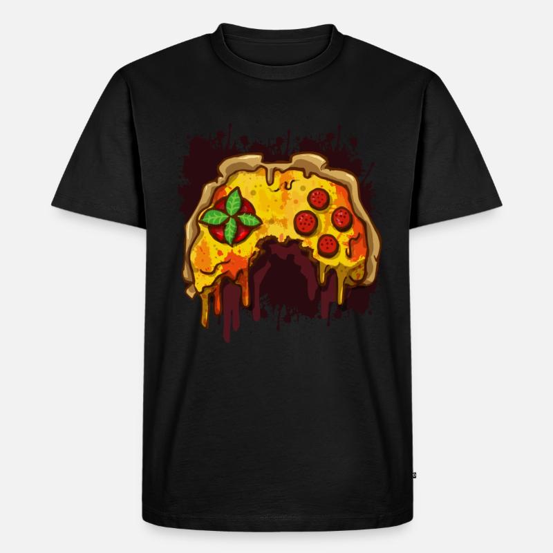 Pizza Gaming Controller Gamer - Männer Premium Bio T-Shirt - Schwarz