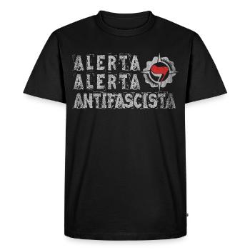 ANTIFASCISTA ANTIFASCHISTISCHE AKTION - Männer Premium Bio T-Shirt - Schwarz - Vorne - Nico (187cm)