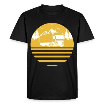 Truck Driver Truck Lorry Gold Circle - Men's Premium Organic T-Shirt - black - Front - Nico (187cm)
