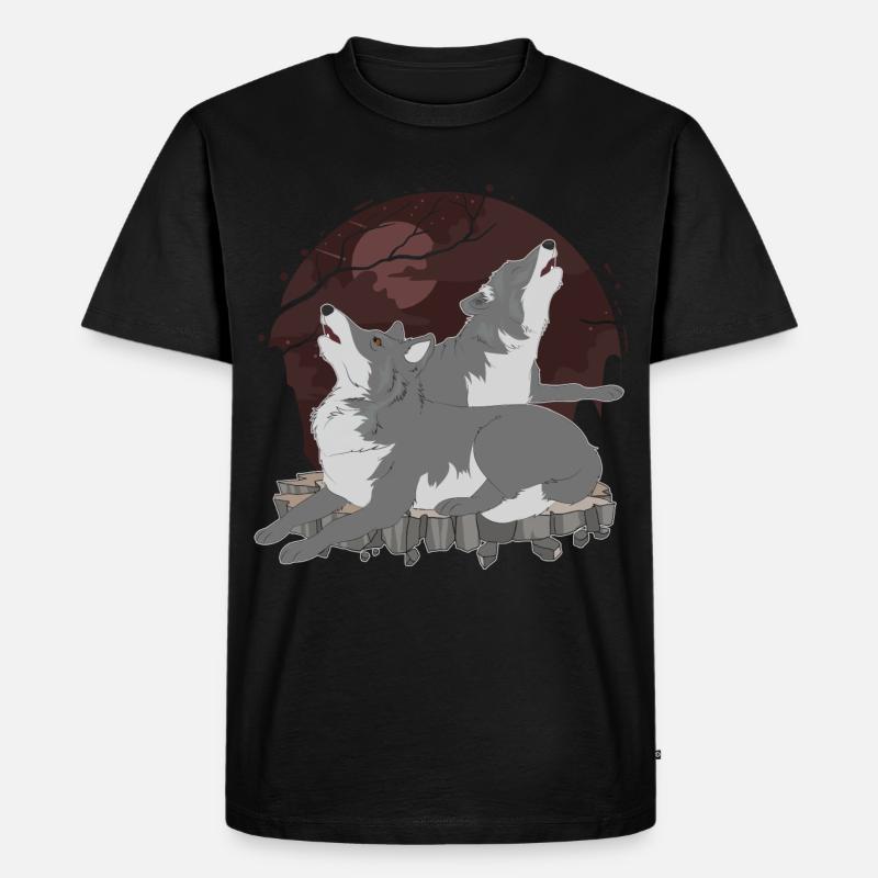 Wolf - Männer Premium Bio T-Shirt - Schwarz