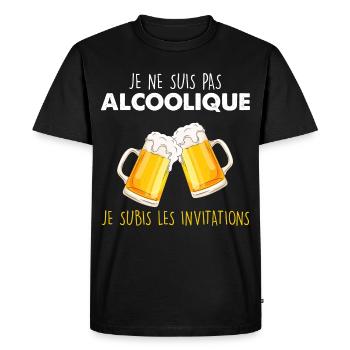 Cadeau humour alcool. Apéro bière - T-shirt Premium bio Homme - noir - Devant - Nico (187cm)