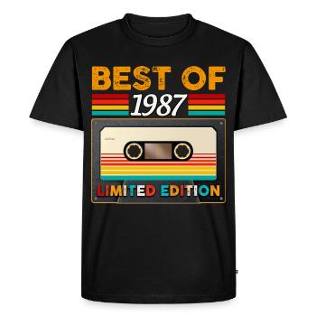 Naissance en 1987 anniversaire Best of 1987 - T-shirt Premium bio Homme - noir - Devant - Nico (187cm)