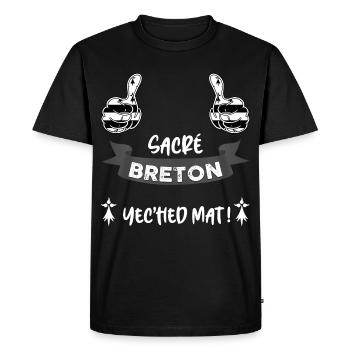Sacré breton humour pour homme de Bretagne - T-shirt Premium bio Homme - noir - Devant - Nico (187cm)