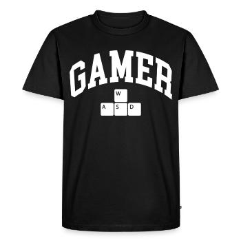 Joueur - T-shirt Premium bio Homme - noir - Devant - Nico (187cm)