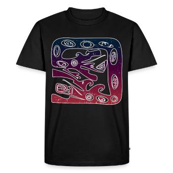 Double Dragon Aboriginal Australia Down Under - Men's Premium Organic T-Shirt - black - Front - Nico (187cm)
