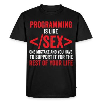 debugging programmer computer science computer nerd - Men's Premium Organic T-Shirt - black - Front - Nico (187cm)