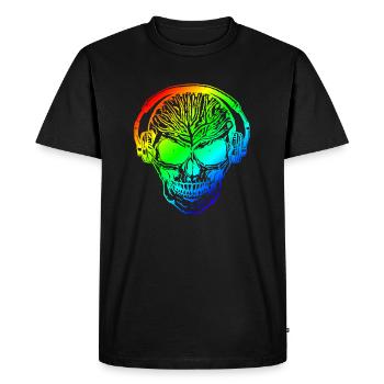 Hardstyle Skull Rainbow Headphones - Men's Premium Organic T-Shirt - black - Front - Nico (187cm)