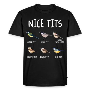 Belles mésanges Drôles d’observation des oiseaux Tit Birdwatcher - T-shirt Premium bio Homme - noir - Devant - Nico (187cm)