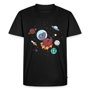 Dinosaures dans l'espace - T-shirt Premium bio Homme - noir - Devant - Nico (187cm)