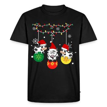 Ko jul . Glædelig jul - Herre Premium økologisk T-shirt - sort - Foran - Nico (187cm)
