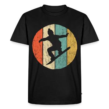 Cadeau d'amusement rétro Vintage Snowboarder Sports d'hiver - T-shirt Premium bio Homme - noir - Devant - Nico (187cm)