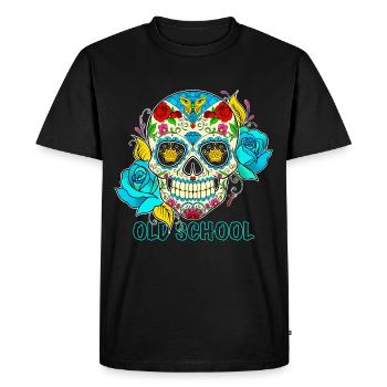 Chemise tête de mort oldschool - T-shirt Premium bio Homme - noir - Devant - Nico (187cm)