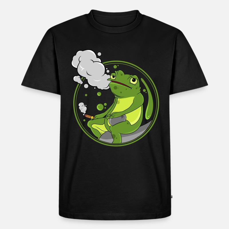 Frosch als Raucher mit Zigarre - Männer Premium Bio T-Shirt - Schwarz