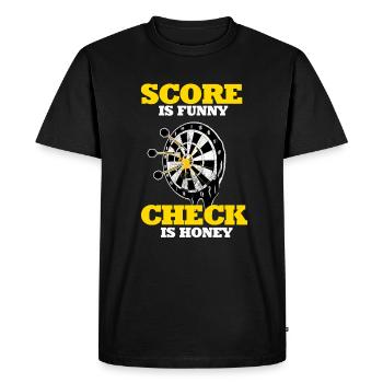 Darts Score is funny check is honey dartboard - Men's Premium Organic T-Shirt - black - Front - Nico (187cm)