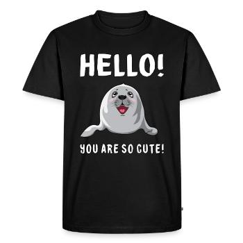 phoque animal mer otarie idée cadeau phoque Doux - T-shirt Premium bio Homme - noir - Devant - Nico (187cm)