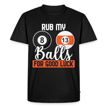 Funny billiard shirt - rub my balls - Men's Premium Organic T-Shirt - black - Front - Nico (187cm)