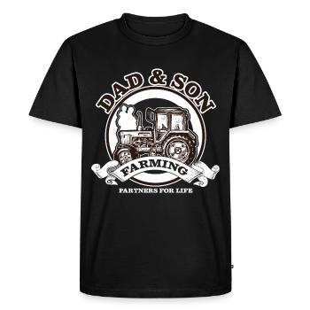 Père et fils agriculteur - tracteur agriculteur partenaire - T-shirt Premium bio Homme - noir - Devant - Nico (187cm)