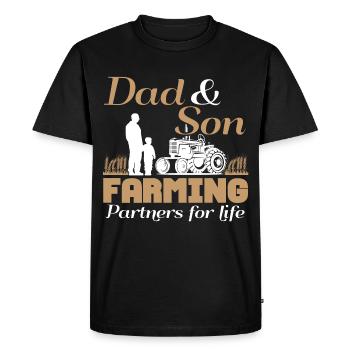 Père et fils agriculteur - tracteur agriculteur partenaire - T-shirt Premium bio Homme - noir - Devant - Nico (187cm)