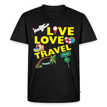 Life Love Travel - Holiday Vacationer Gift - Men's Premium Organic T-Shirt - black - Front - Nico (187cm)