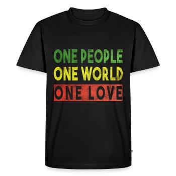 One People One World One Love Reggae Music Design - Men's Premium Organic T-Shirt - black - Front - Nico (187cm)