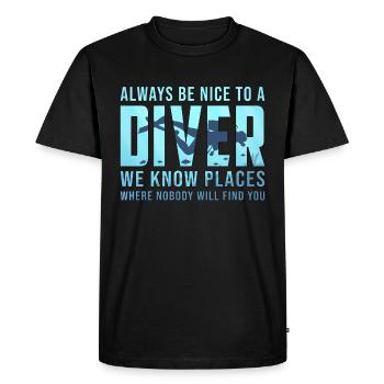 Plongée Plongée Mer Eau Scuba Idée cadeau - T-shirt Premium bio Homme - noir - Devant - Nico (187cm)