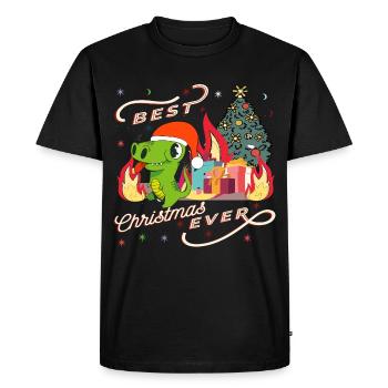 Christmas Dino - Men's Premium Organic T-Shirt - black - Front - Nico (187cm)
