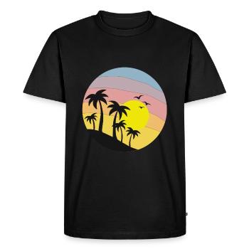 Île soleil plage palmier sable palmiers vacances arbre - T-shirt Premium bio Homme - noir - Devant - Nico (187cm)