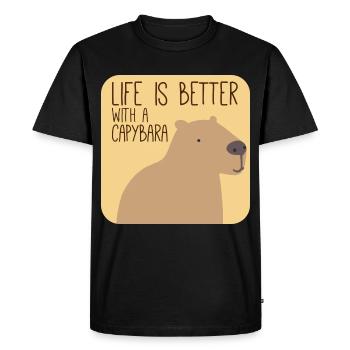 Motif Capibara pour mammifère propriétaire de capibara - T-shirt Premium bio Homme - noir - Devant - Nico (187cm)