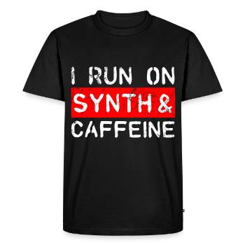 Je cours sur synthé et caféine - T-shirt Premium bio Homme - noir - Devant - Nico (187cm)